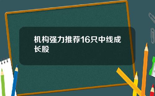 机构强力推荐16只中线成长股