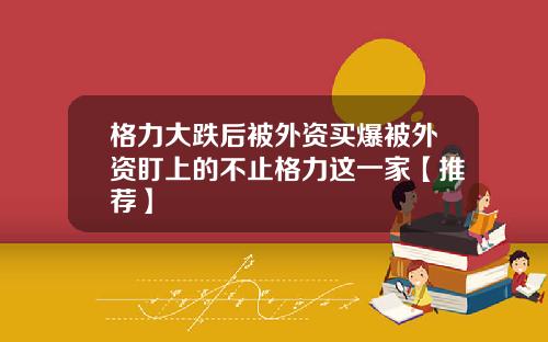 格力大跌后被外资买爆被外资盯上的不止格力这一家【推荐】