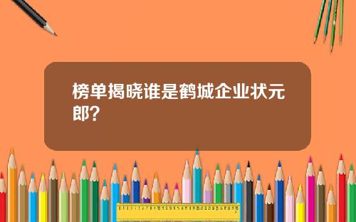 榜单揭晓谁是鹤城企业状元郎？