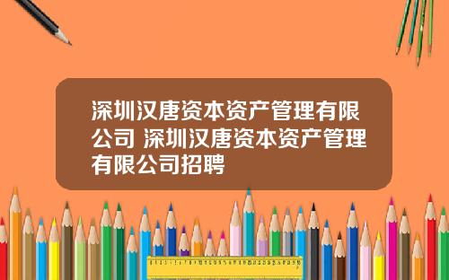 深圳汉唐资本资产管理有限公司 深圳汉唐资本资产管理有限公司招聘