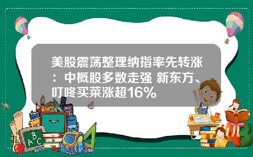 美股震荡整理纳指率先转涨:中概股多数走强 新东方、叮咚买菜涨超16%