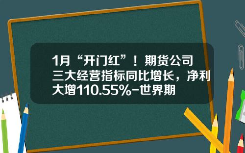 1月“开门红”！期货公司三大经营指标同比增长，净利大增110.55%-世界期货公司排名