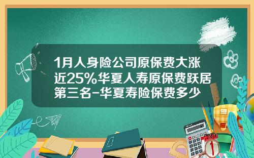 1月人身险公司原保费大涨近25%华夏人寿原保费跃居第三名-华夏寿险保费多少