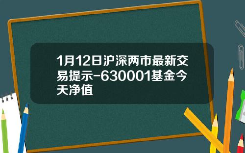 1月12日沪深两市最新交易提示-630001基金今天净值