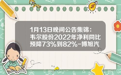 1月13日晚间公告集锦：韦尔股份2022年净利同比预降73%到82%-博旭汽车资讯股票行情