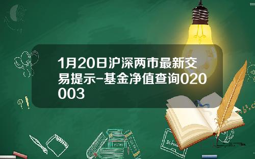 1月20日沪深两市最新交易提示-基金净值查询020003