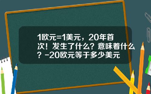 1欧元=1美元，20年首次！发生了什么？意味着什么？-20欧元等于多少美元