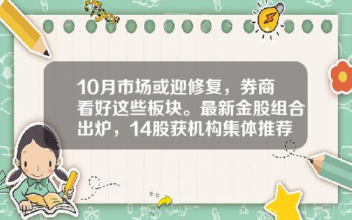 10月市场或迎修复，券商看好这些板块。最新金股组合出炉，14股获机构集体推荐（附股）-求推荐靠谱的股票资讯网站