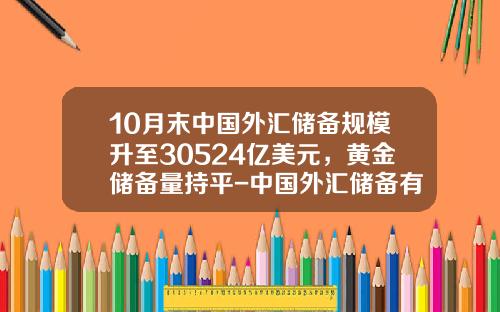 10月末中国外汇储备规模升至30524亿美元，黄金储备量持平-中国外汇储备有多少