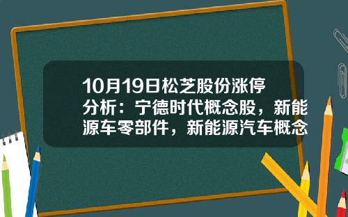 10月19日松芝股份涨停分析：宁德时代概念股，新能源车零部件，新能源汽车概念热股-松芝股份不流通股成本是多少
