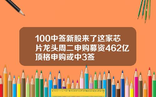 100中签新股来了这家芯片龙头周二申购募资462亿顶格申购或中3签