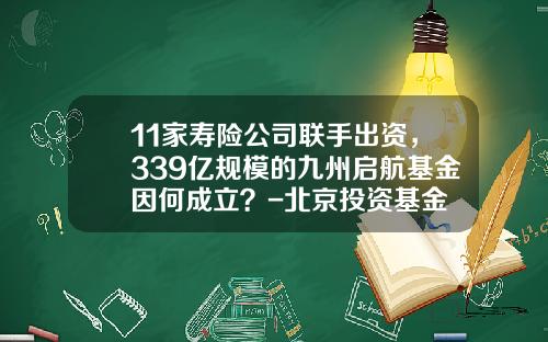 11家寿险公司联手出资，339亿规模的九州启航基金因何成立？-北京投资基金