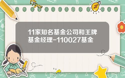 11家知名基金公司和王牌基金经理-110027基金