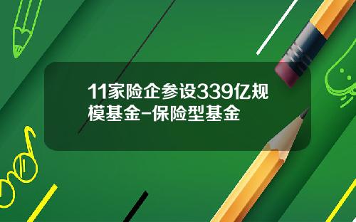 11家险企参设339亿规模基金-保险型基金
