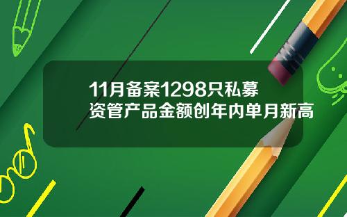 11月备案1298只私募资管产品金额创年内单月新高