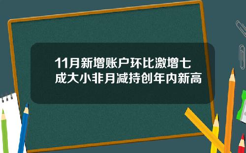 11月新增账户环比激增七成大小非月减持创年内新高