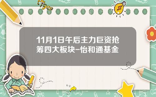 11月1日午后主力巨资抢筹四大板块-怡和通基金