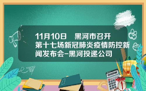 11月10日▷黑河市召开第十七场新冠肺炎疫情防控新闻发布会-黑河投递公司