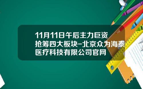 11月11日午后主力巨资抢筹四大板块-北京众为海泰医疗科技有限公司官网