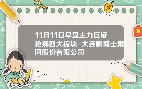 11月11日早盘主力巨资抢筹四大板块-大连鹏博士集团股份有限公司