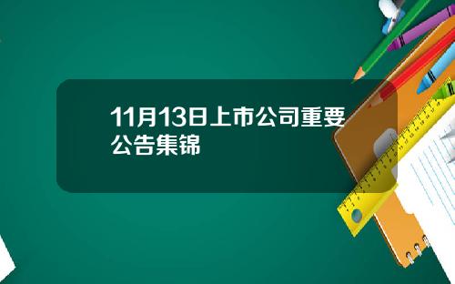 11月13日上市公司重要公告集锦