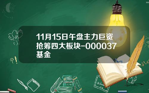 11月15日午盘主力巨资抢筹四大板块-000037基金