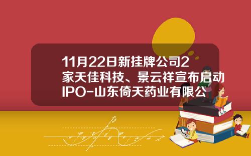 11月22日新挂牌公司2家天佳科技、景云祥宣布启动IPO-山东倚天药业有限公司