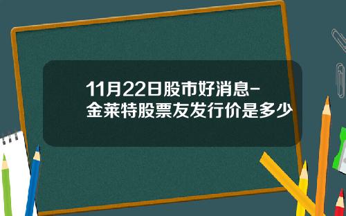 11月22日股市好消息-金莱特股票友发行价是多少