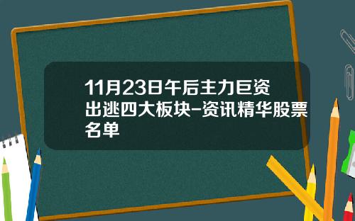11月23日午后主力巨资出逃四大板块-资讯精华股票名单