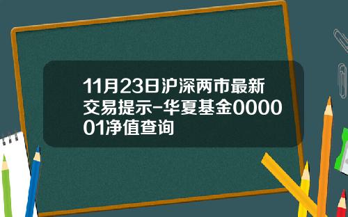 11月23日沪深两市最新交易提示-华夏基金000001净值查询