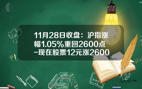11月28日收盘：沪指涨幅1.05%重回2600点-现在股票12元涨2600点是多少