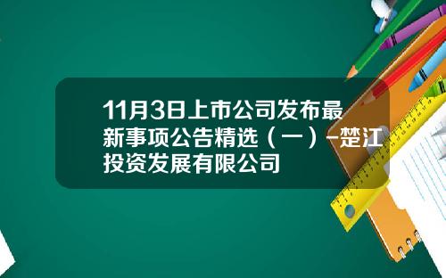 11月3日上市公司发布最新事项公告精选（一）-楚江投资发展有限公司