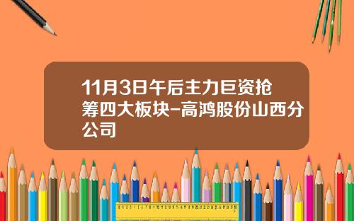 11月3日午后主力巨资抢筹四大板块-高鸿股份山西分公司