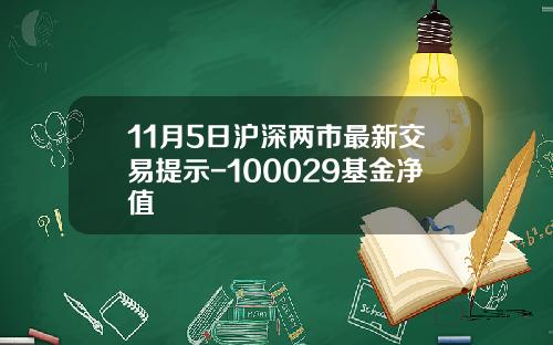 11月5日沪深两市最新交易提示-100029基金净值