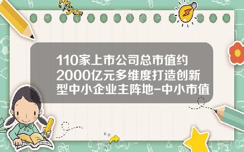 110家上市公司总市值约2000亿元多维度打造创新型中小企业主阵地-中小市值是多少