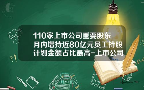 110家上市公司重要股东月内增持近80亿元员工持股计划金额占比最高-上市公司管理层持股现状