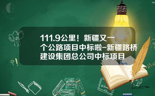 111.9公里！新疆又一个公路项目中标啦-新疆路桥建设集团总公司中标项目