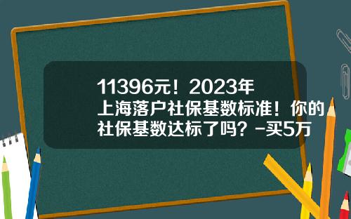 11396元！2023年上海落户社保基数标准！你的社保基数达标了吗？-买5万的车保险和落户要多少钱