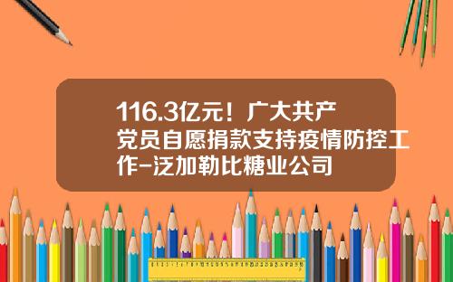 116.3亿元！广大共产党员自愿捐款支持疫情防控工作-泛加勒比糖业公司