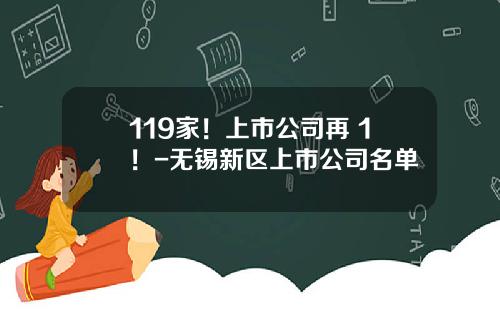 119家！上市公司再+1！-无锡新区上市公司名单