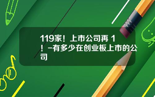 119家！上市公司再+1！-有多少在创业板上市的公司