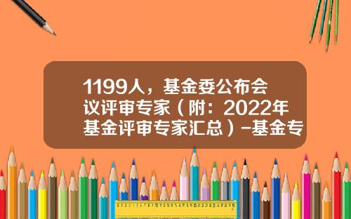 1199人，基金委公布会议评审专家（附：2022年基金评审专家汇总）-基金专家