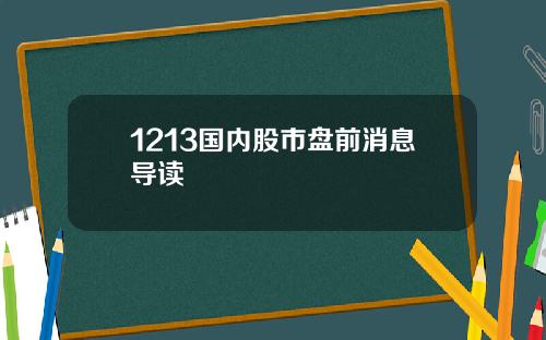 1213国内股市盘前消息导读