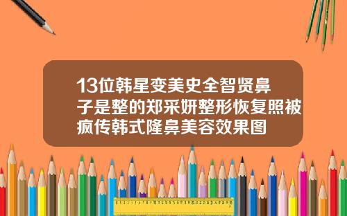 13位韩星变美史全智贤鼻子是整的郑采妍整形恢复照被疯传韩式隆鼻美容效果图