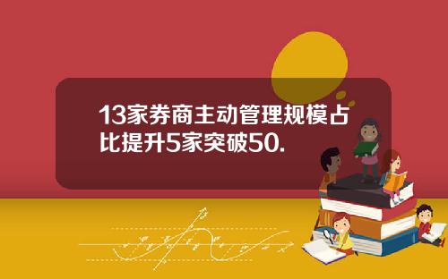 13家券商主动管理规模占比提升5家突破50.