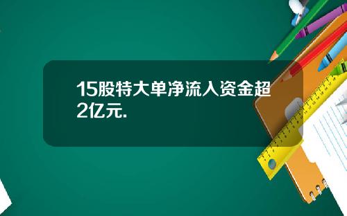 15股特大单净流入资金超2亿元.