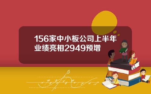 156家中小板公司上半年业绩亮相2949预增