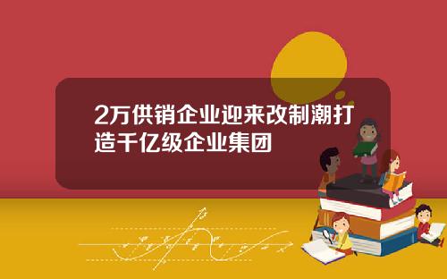 2万供销企业迎来改制潮打造千亿级企业集团