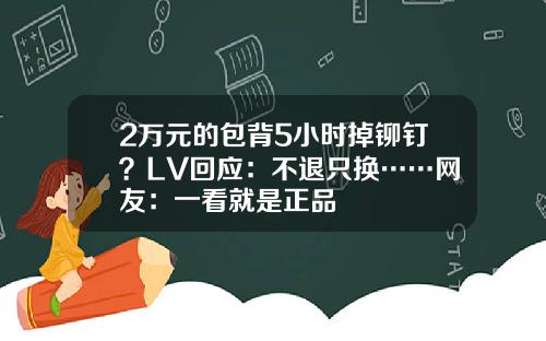 2万元的包背5小时掉铆钉?LV回应:不退只换……网友:一看就是正品