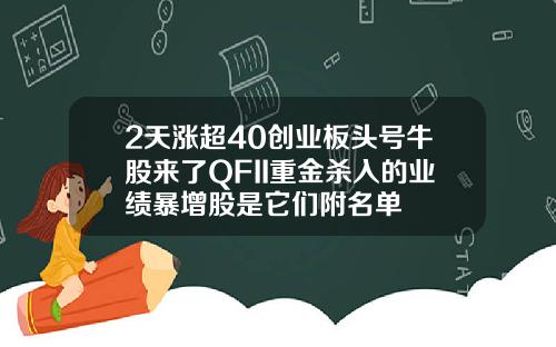 2天涨超40创业板头号牛股来了QFII重金杀入的业绩暴增股是它们附名单